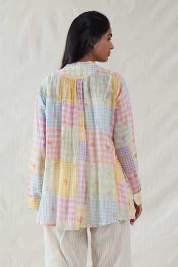 Dhaari Handwoven Cotton Silk Checked Blouse & Slip Set 