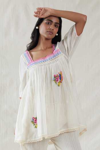 Dhaari Handwoven Cotton Silk Top & Slip Set 