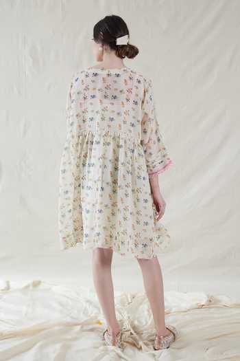 Dhaari Floral Handwoven Cotton Silk Dress & Slip Set 