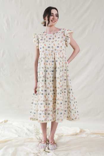 Dhaari Handwoven Cotton Silk Floral Dress & Slip Set 