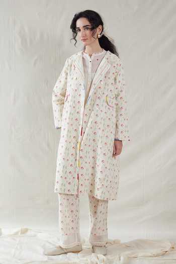 Dhaari Hand Painted Floral Handwoven Cotton Silk Jacket 