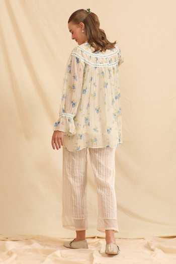 Dhaari Handwoven Cotton Silk Floral Blouse & Slip Set 