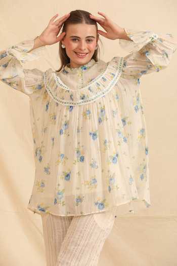 Dhaari Handwoven Cotton Silk Floral Blouse & Slip Set 