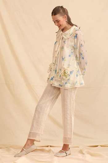 Dhaari Handwoven Cotton Silk Floral Top & Slip Set 