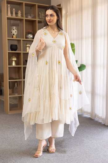 ASRUMO Embroidered Motif Anarkali Set 
