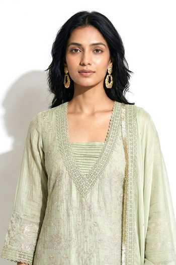 Basanti Kapde aur Koffee Chanderi Embroidered Kurta Set 