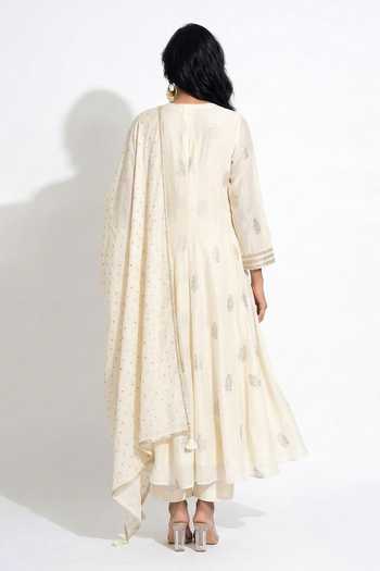 Basanti Kapde aur Koffee Embroidered Anarkali & Palazzo Set 