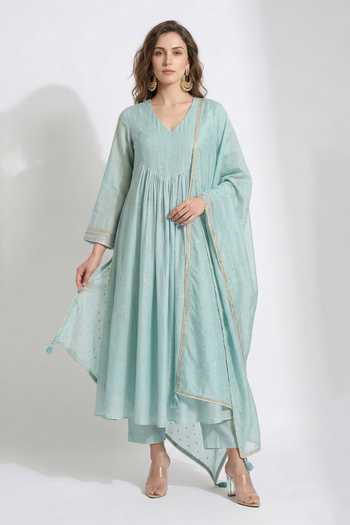 Basanti Kapde aur Koffee Cotton Anarkali Kurta & Palazzo Set 