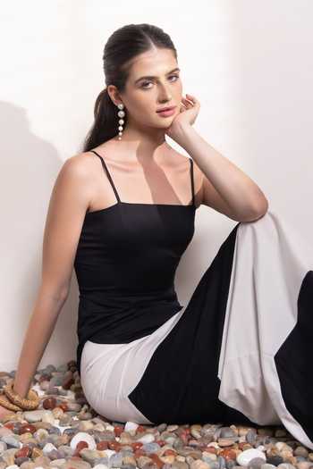 Shop_Zazu_Black Cotton Satin Square Neck Monochrome Maxi Dress _Online_at_Aza_Fashions