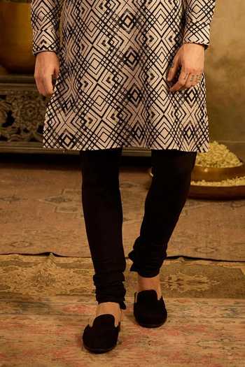 Buy_Zazu_Black Cotton, Rayon Noir Mosaic Kurta Set _Online_at_Aza_Fashions