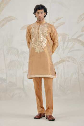 Shyam Narayan Prasad Embroidered Organza Tissue Kurta & Pant Set 