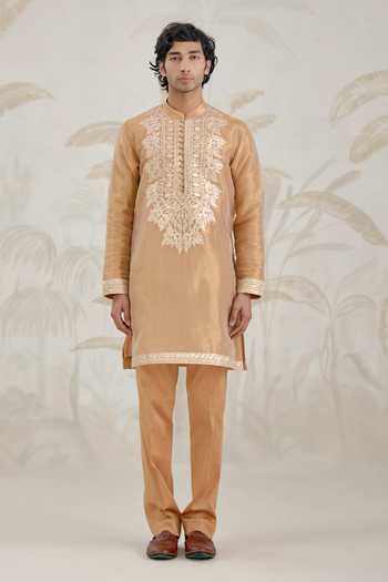 Buy_Shyam Narayan Prasad_Gold Organza, Tissue Embroidery, Gota Patti Kurta And Pant Set 