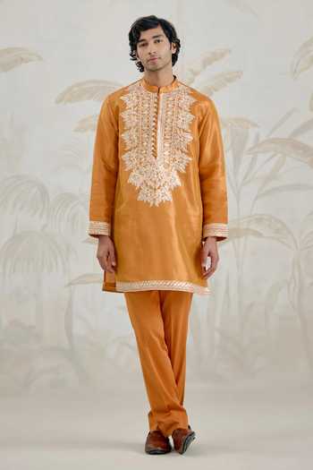 Shyam Narayan Prasad Embroidered Organza Tissue Kurta & Pant Set 
