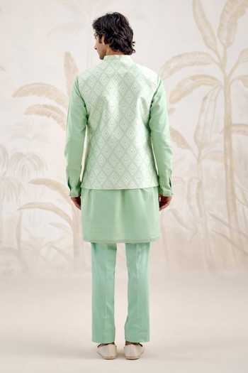 Shyam Narayan Prasad Cotton Silk Bundi Kurta Set 