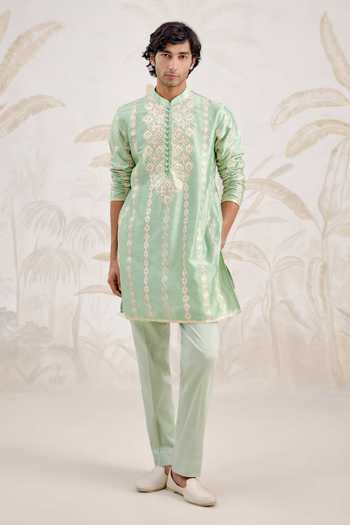 Shyam Narayan Prasad Embroidered Chanderi Kurta & Pant Set 