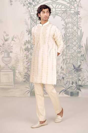 Shyam Narayan Prasad Gota Thread Embroidered Chanderi Kurta Set 