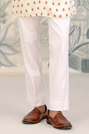 Shyam Narayan Prasad Off White Cotton Satin Printed Kurta And Pant Set Online at Aza Fashions Shyam Narayan Prasad_Off White Cotton Satin Printed Kurta And Pant Set _Online_at_Aza_Fashions