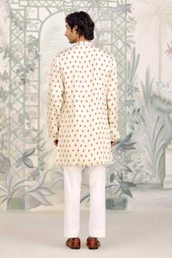 Buy Shyam Narayan Prasad Off White Cotton Satin Printed Kurta And Pant Set Online at Aza Fashions Buy_Shyam Narayan Prasad_Off White Cotton Satin Printed Kurta And Pant Set _Online_at_Aza_Fashions