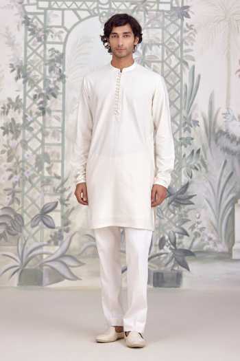 Shyam Narayan Prasad Plain Cotton Silk Kurta & Pant Set 