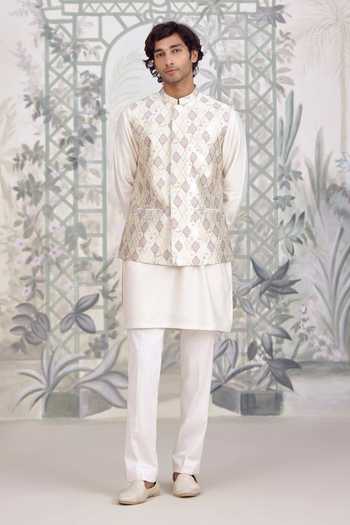 Shyam Narayan Prasad Cotton Silk Brocade Kurta Set 