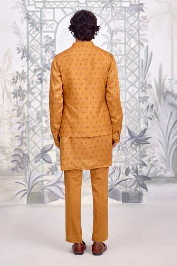 Shyam Narayan Prasad Cotton Satin Waistcoat Kurta Set 