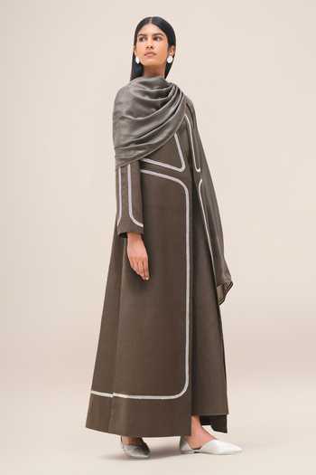 Buy_Ampm_Brown Cut Work Sultana Silk Scarf _Online_at_Aza_Fashions