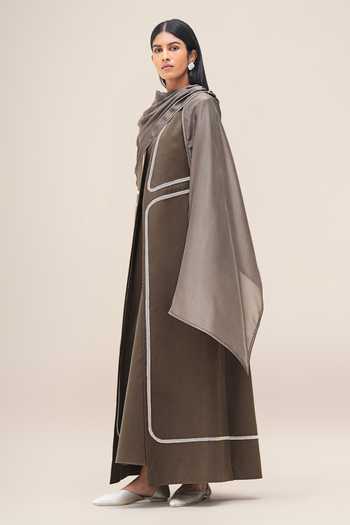 Shop_Ampm_Brown Cut Work Sultana Silk Scarf _Online_at_Aza_Fashions