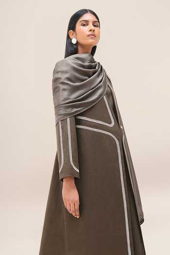 Buy_Ampm_Brown Cut Work Sultana Silk Scarf 