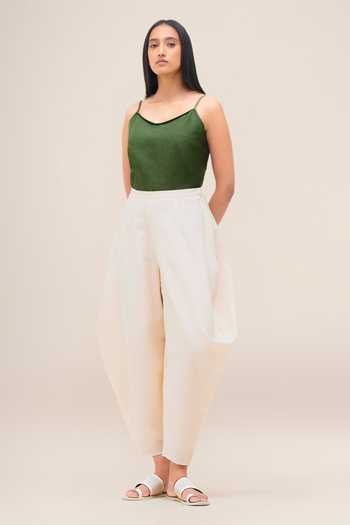 Ampm_Green Linen Collared Bulbul Shirt _Online_at_Aza_Fashions