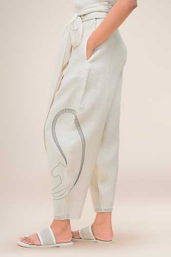 Buy_Ampm_Black Linen V-neck Robin Top And Pant Set _Online_at_Aza_Fashions