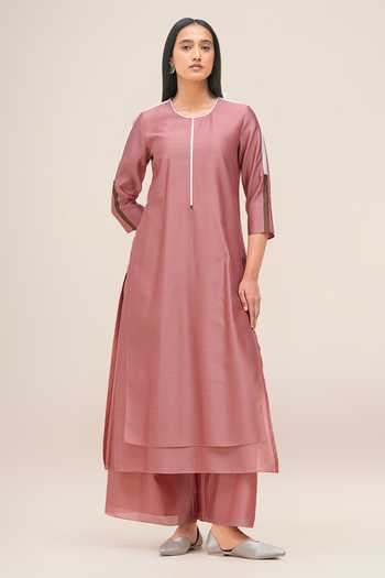 Buy_Ampm_Pink Round Neck Koyal Kurta Set _Online_at_Aza_Fashions