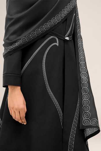 Buy_Ampm_Black Nightjar Filigree Silk Scarf _Online_at_Aza_Fashions