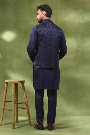 Spring Break Floral Woven Bundi & Kurta Set 