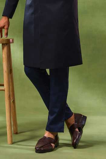 Buy_Spring Break_Blue Silk, , Satin Jacquard Woven Sherwani Set _Online_at_Aza_Fashions