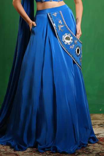 Shop Ahi Clothing Blue Crepe Embroidery, Beads, Pearls, Tassels Sweetheart Corset And Lehenga Set Online at Aza Fashions Shop_Ahi Clothing_Blue Crepe Embroidery, Beads, Pearls, Tassels Sweetheart Corset And Lehenga Set _Online_at_Aza_Fashions