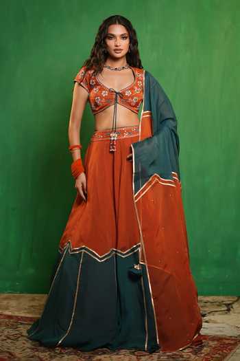 Ahi Clothing Patchwork Embroidered Lehenga Set 