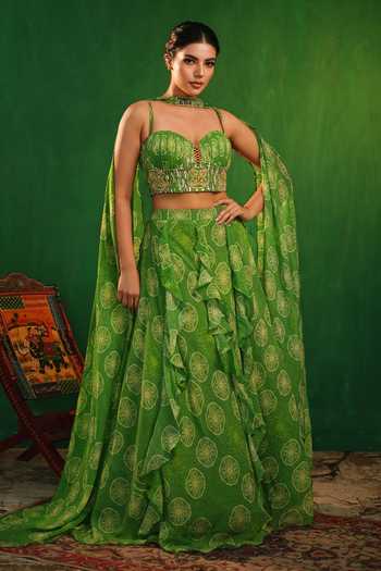 Ahi Clothing Lime Green Ruffle Lehenga Set 