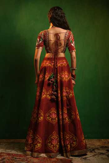 Ahi Clothing Maroon Lotus Aangi Lehenga Set 