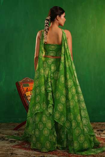 Ahi Clothing Lime Green Ruffle Lehenga Set 