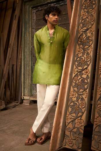 Hirika & Dhruti Embroidered Sheer Kurta & Pant Set 