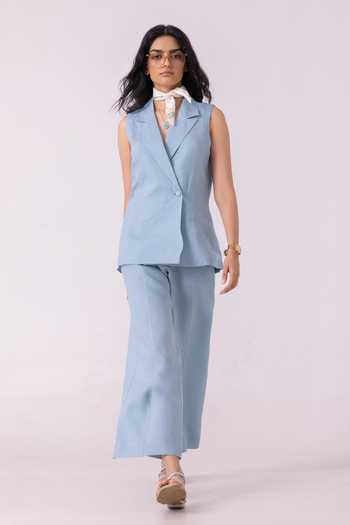 Shop_The Summer House_Blue Linen Shawl Neck Serena Vest 