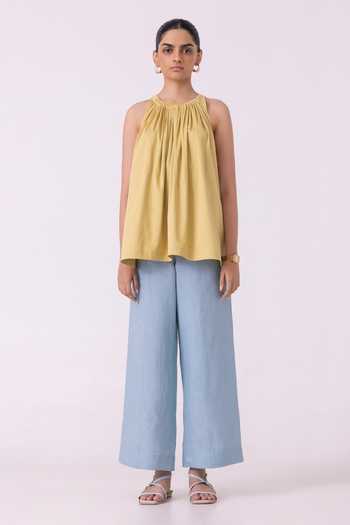 The Summer House Moira Blue Linen Pant 
