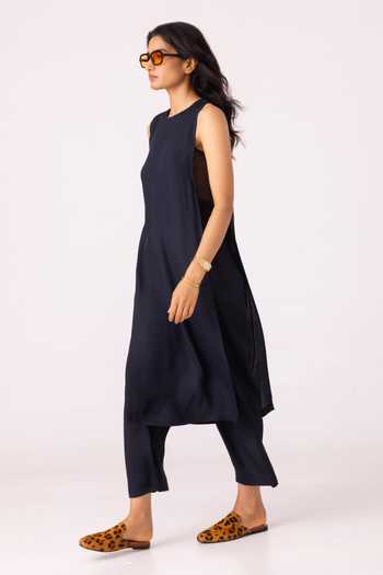 Shop_The Summer House_Black Satin Round Neck Esther Tunic _Online_at_Aza_Fashions