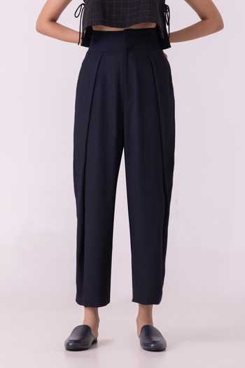 Buy_The Summer House_Black Satin Elinor Barrel Pant _Online_at_Aza_Fashions