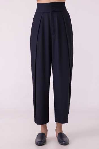 Shop_The Summer House_Black Satin Elinor Barrel Pant _Online_at_Aza_Fashions