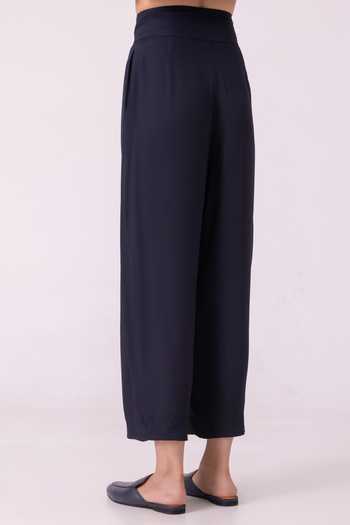 The Summer House_Black Satin Elinor Barrel Pant _at_Aza_Fashions