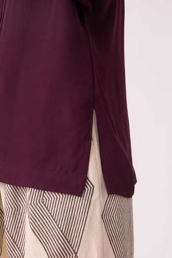 Buy_The Summer House_Wine Satin High Neck Celie Tie Up Top 