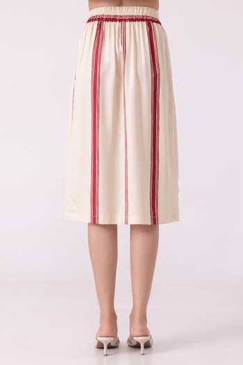 Buy_The Summer House_White Twill, Tencel Prynne Red Striped Skirt 