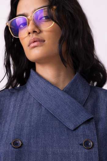 Shop_The Summer House_Blue Cotton, Twill Shawl Neck Becky Handwoven Denim Top 