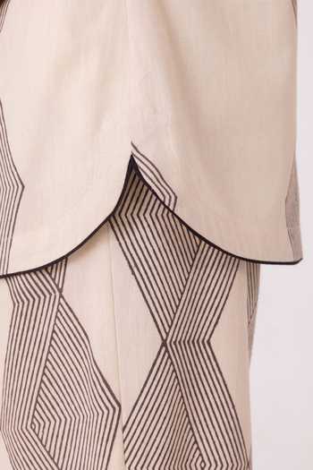 Buy_The Summer House_Cream Cotton Collared Tess Hand Printed Shirt 